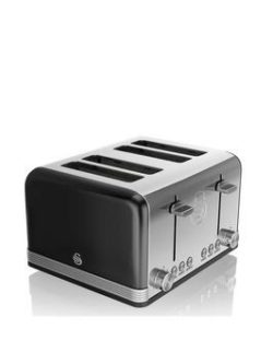 Swan 4-Slice Retro Toaster - Black